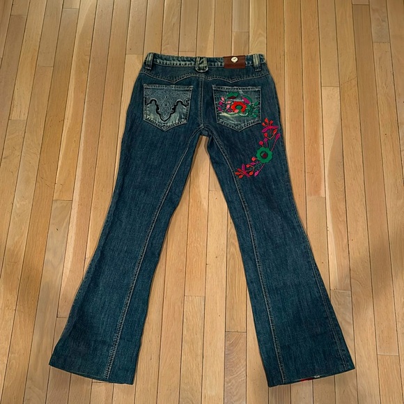 Antik Denim Women’s Bootcut Low/Mid Rise Floral Jeans Size 28 Amazing design New - Picture 1 of 16